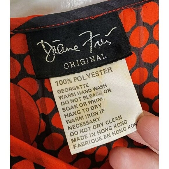 Diane Freis Georgette Red Polka Dot Maxi Dress Pleated Attached Scarf Sz Large - Picture 3 of 6